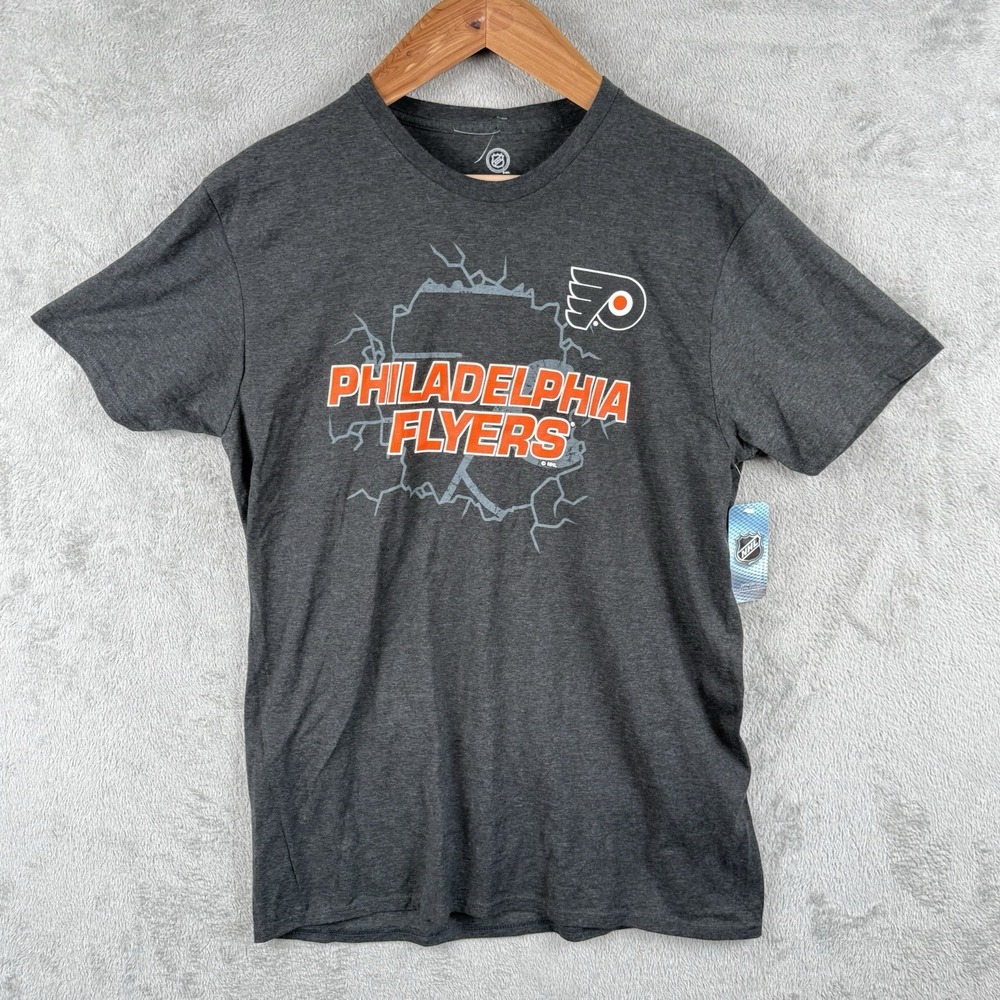 Philadelphia Flyers NHL Crew Neck Tee T-Shirt Mens L Soft Gray Fandom S/S NEW